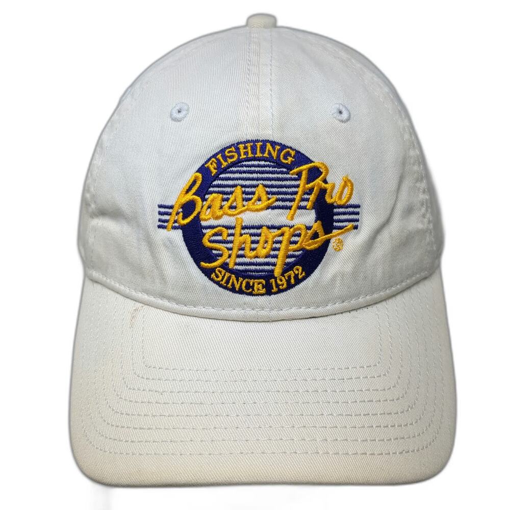 Bass Pro Shops Baseball Cap White One Size Fishing Cotton Green Underbrim Hat